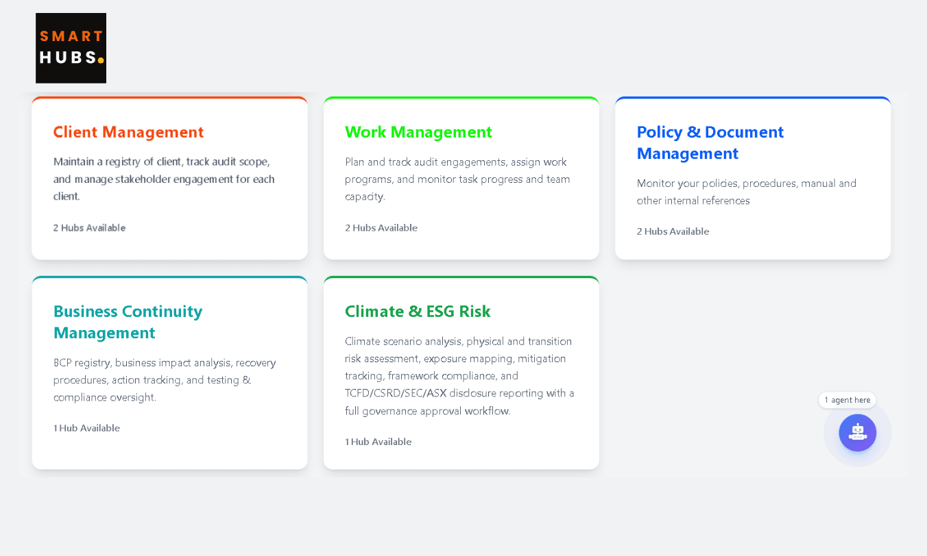 Dashboard preview of SmartHubs modules