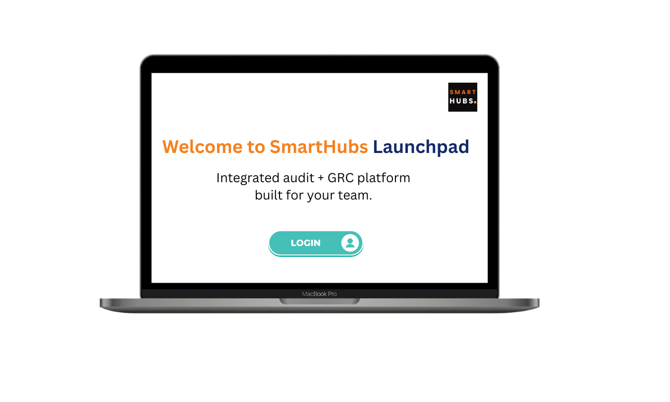 MacBook mockup showing SmartHubs Internal Audit interface